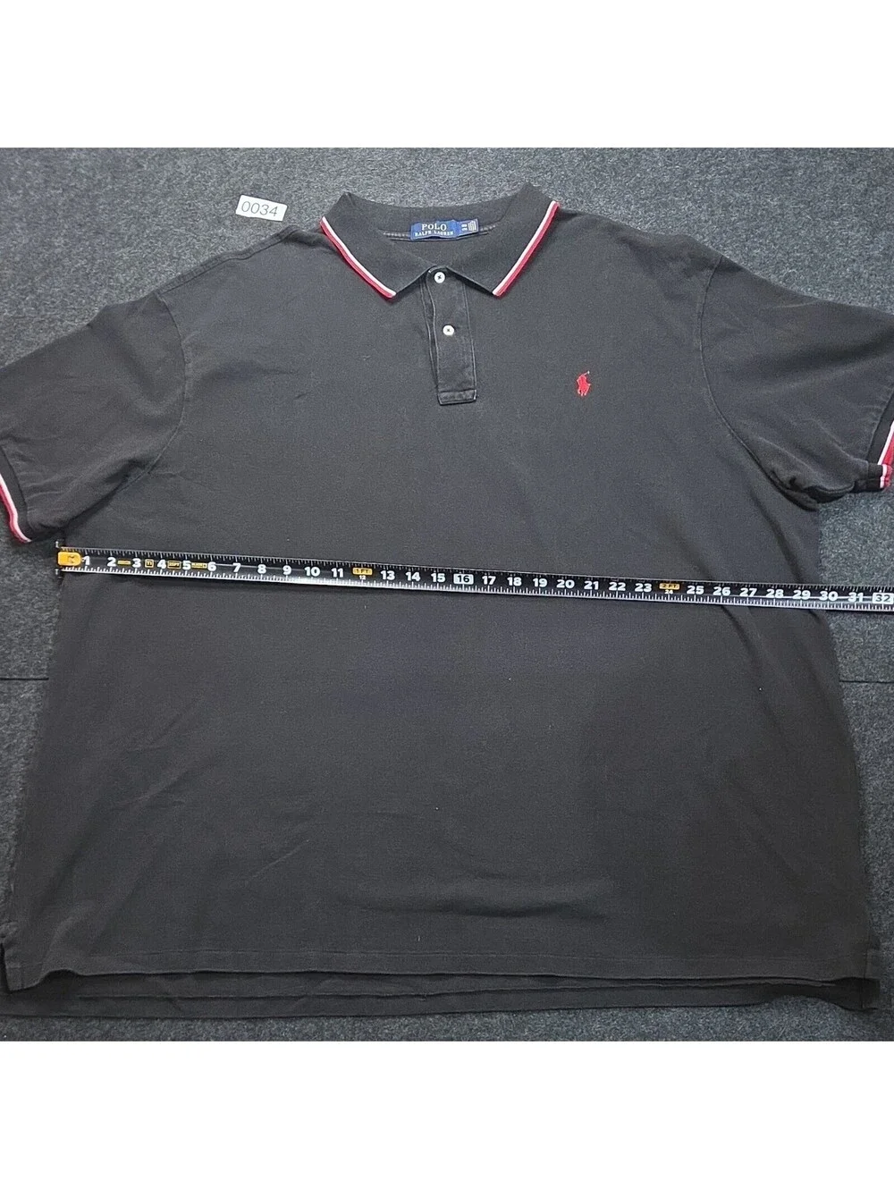 Polo Ralph Lauren Men's Polo Shirt 4XL Black Solid Cotton Knit Embroidered